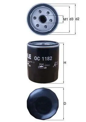 FILTRO DE ACEITE OC1182