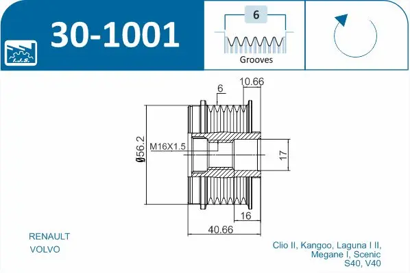 IJS POLEA ALTERNADOR 30-1001
