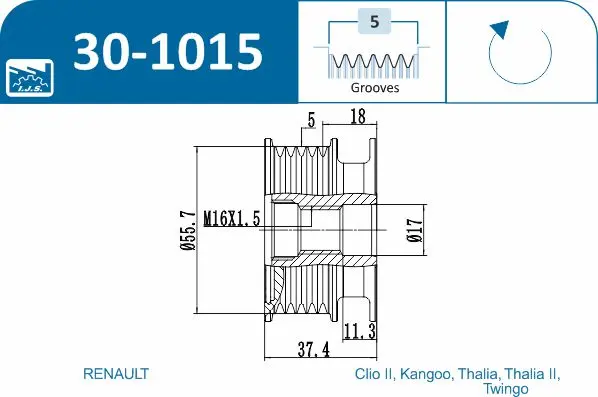 IJS POLEA ALTERNADOR 30-1015