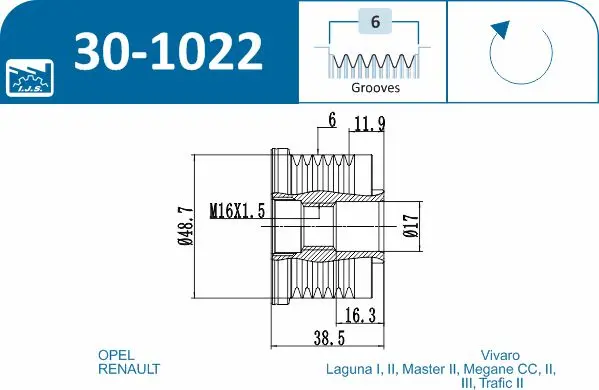 IJS POLEA ALTERNADOR 30-1022