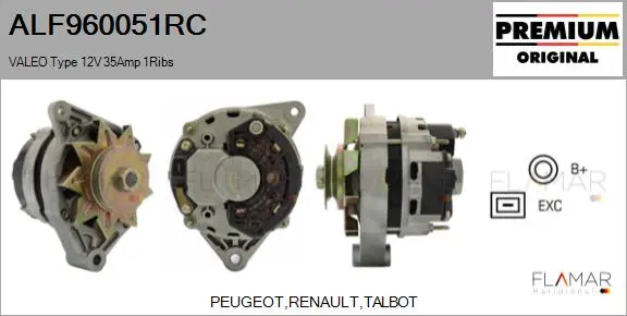ALT REM. VALEO TYPE 12V 35AMP PV1